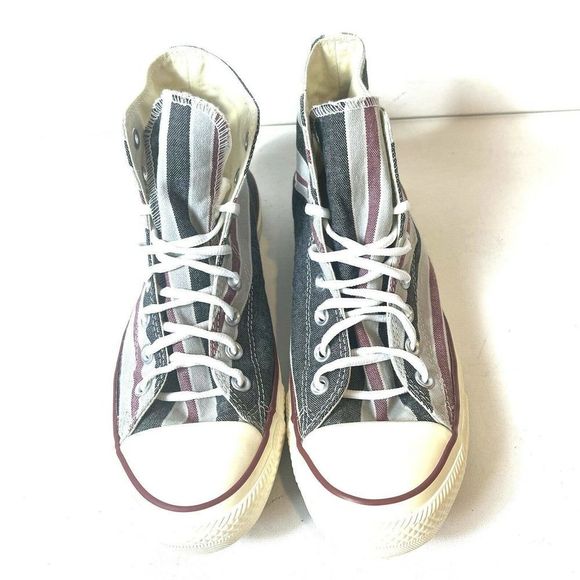 Converse Chuck Taylor All-Star Mid Top Gray Striped Sneaker Unisex Wos 10 Mens 8 - Picture 3 of 8